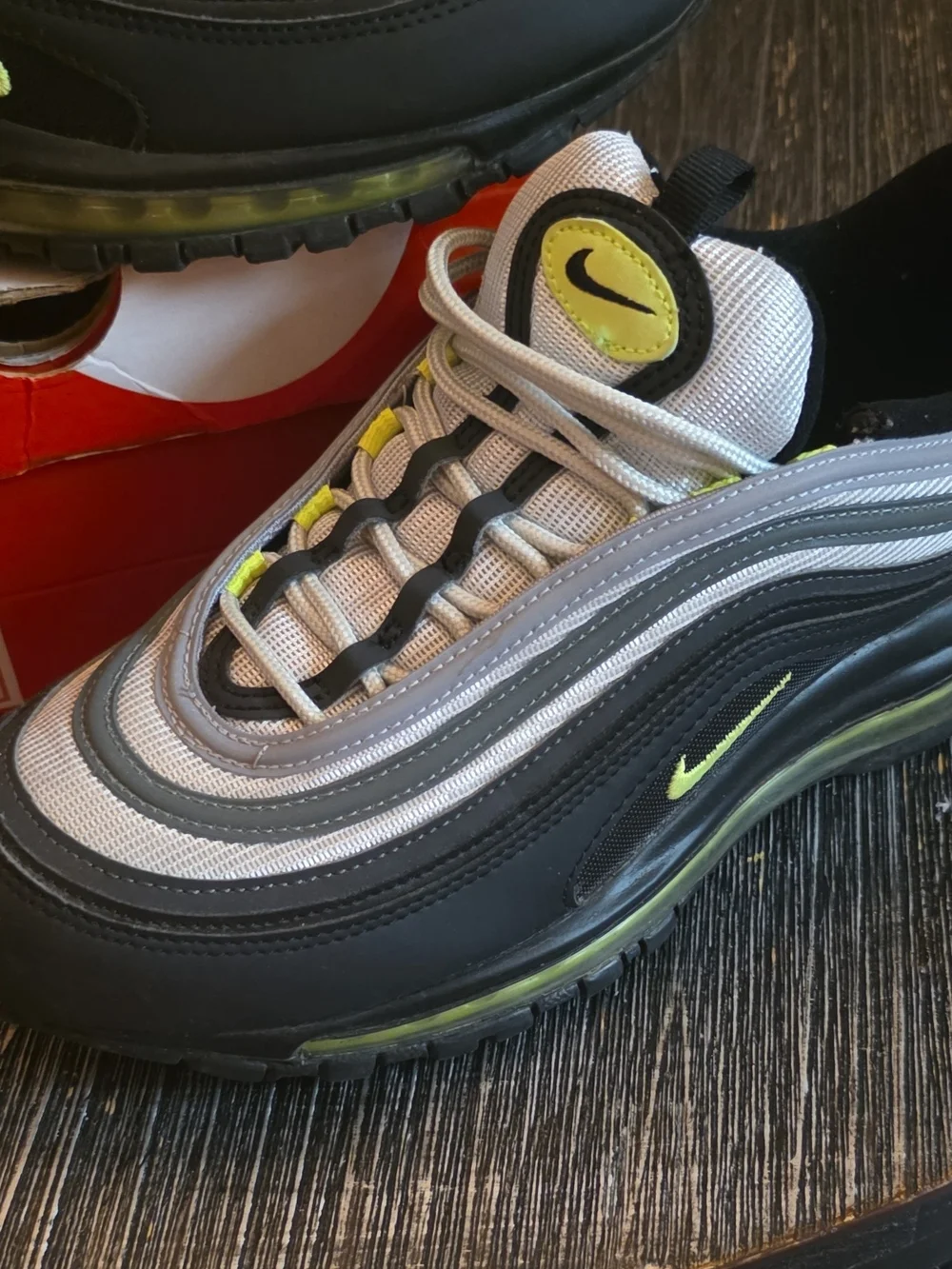 Nike Air Max 97 Box Label - Pure Platinum/Volt/Black/White